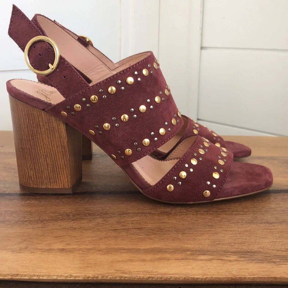 New J. Crew Made in Italy Leather Block heel Sandals. - Picture 3 of 17